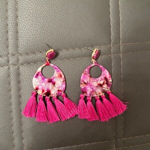 Pink tassel earrings